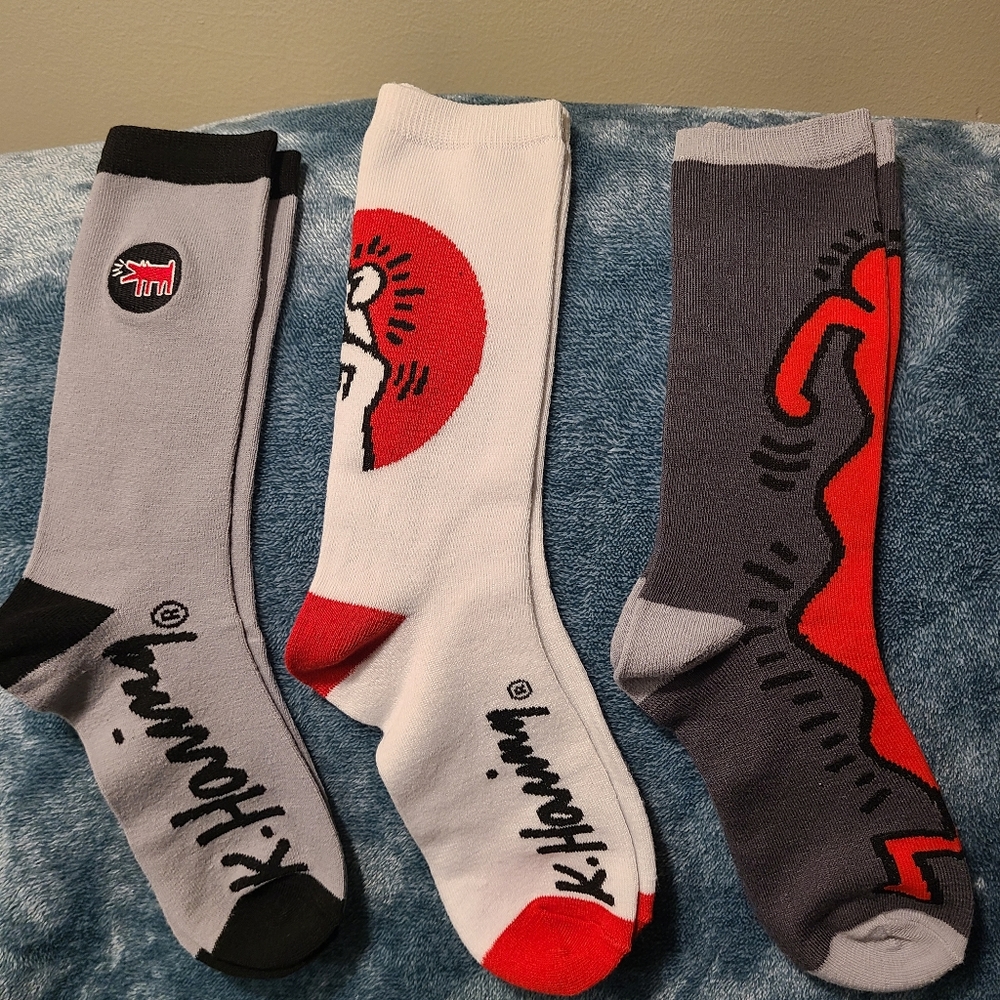 Keith Haring Kid's Recycled Crew Socks NEW